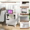 Costway 1/2 PCS Nightstand Sofa Side End Table with Storage Shelf & Drawer Space-Saving White
